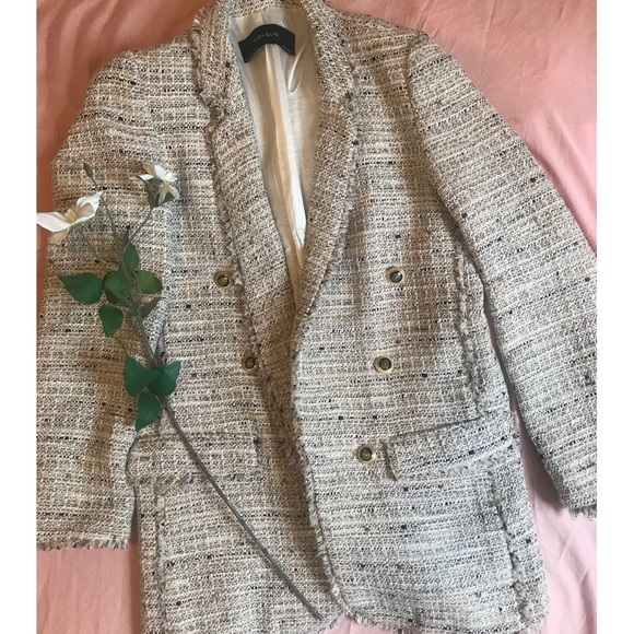 Zara Beige Tweed Blazer - Timeless - Picture 2 of 7